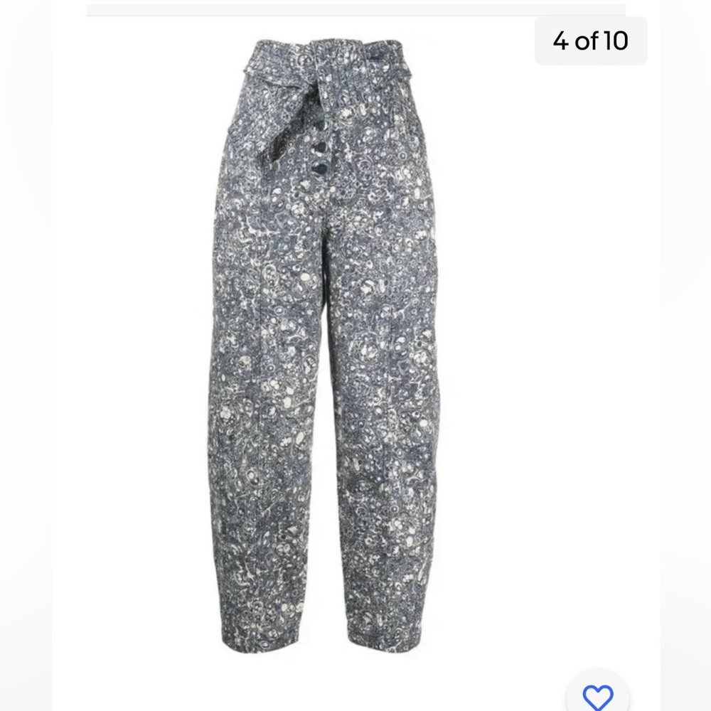 Ulla johnson Otto Indigo Marble Print Tapered high waisted Jeans sz 4 S
